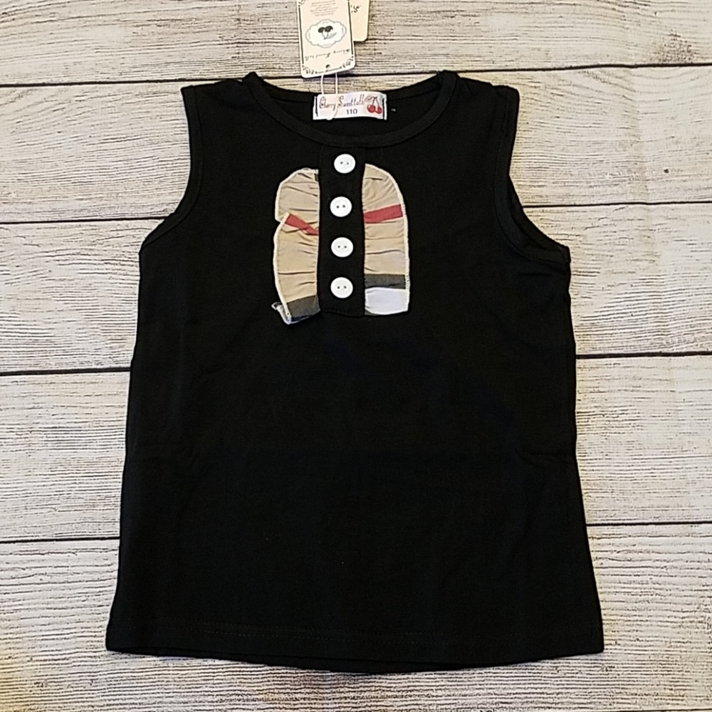 LAST ONE! Cute Toddler Black Shirt Plaid Skirt Set - Picture 4 of 8